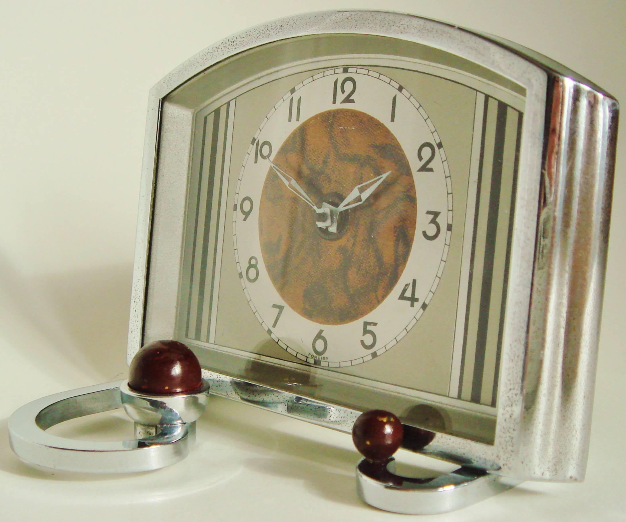 art deco chrome clock