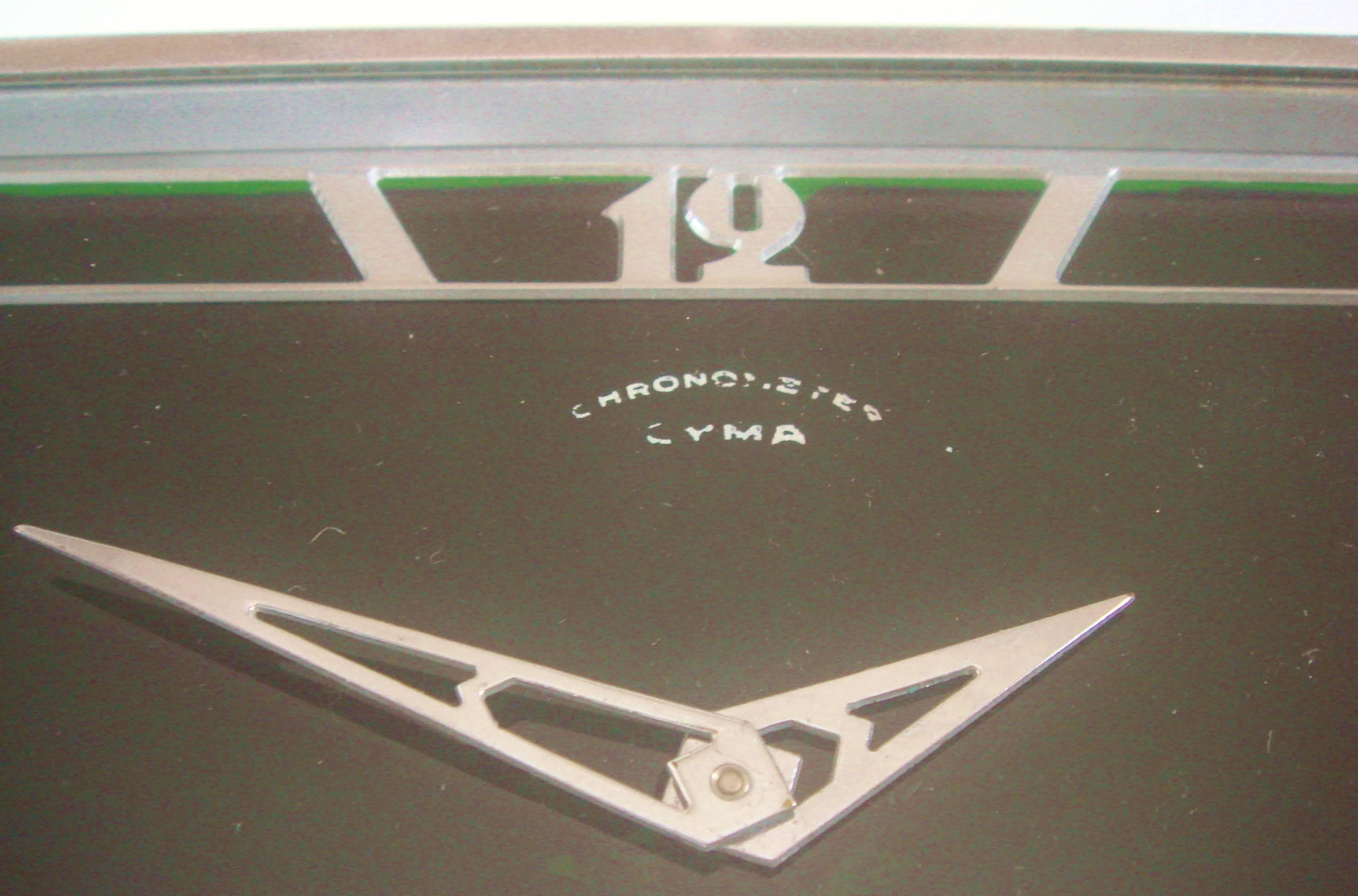 Plated Stunning Swiss Art Deco Chrome and Glass Mechanical Desk Chronometer by CYMA 