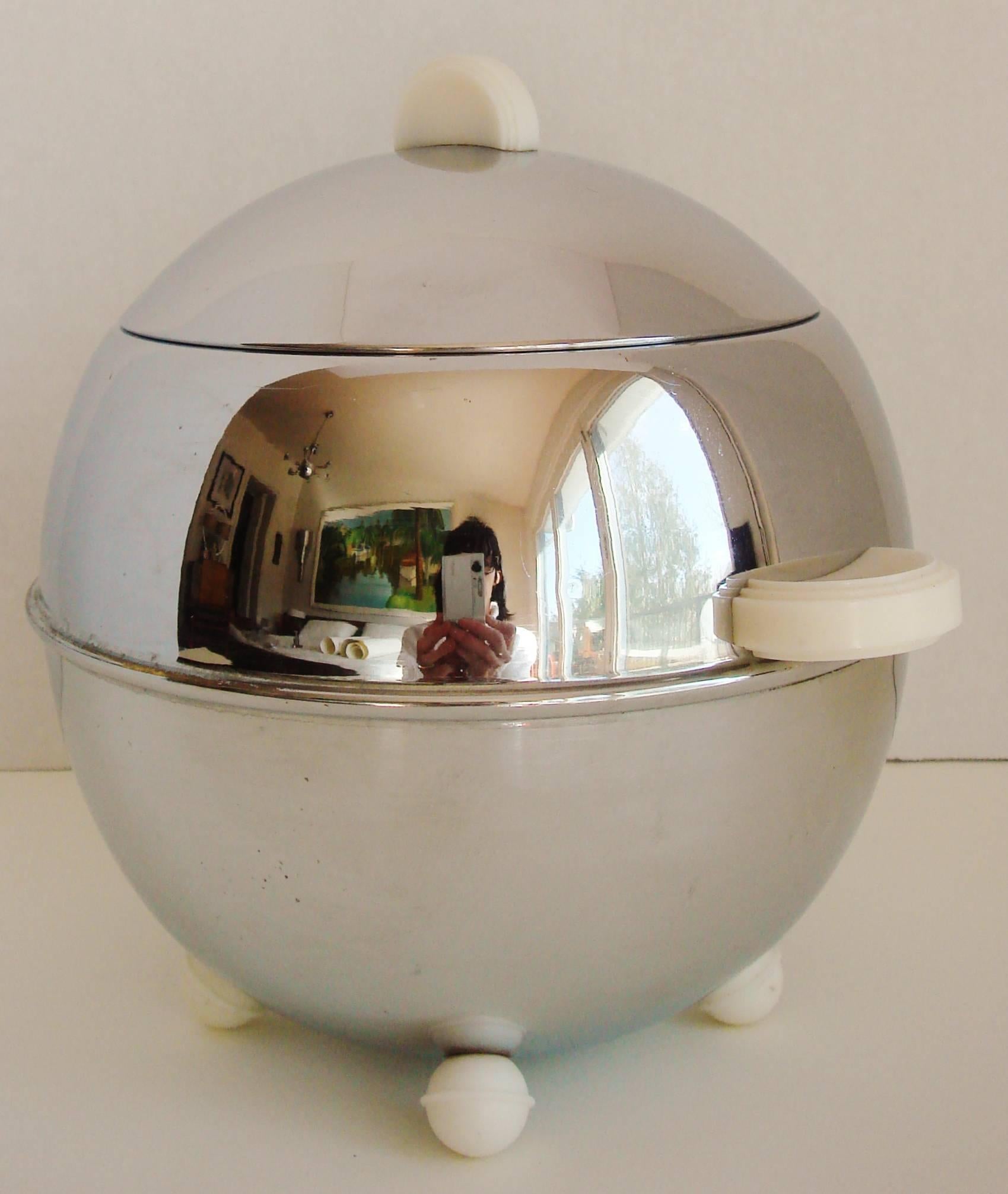 Rare English Mid-Century Modern Chrome Afternoon Tea Biscuit Barrel by P, B & B 1