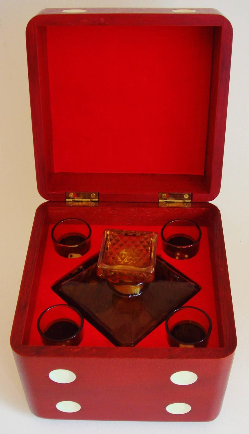 Japanese MidCentury Modern Giant Dice, SixPiece Liqueur/Decanter Set For Sale at 1stdibs