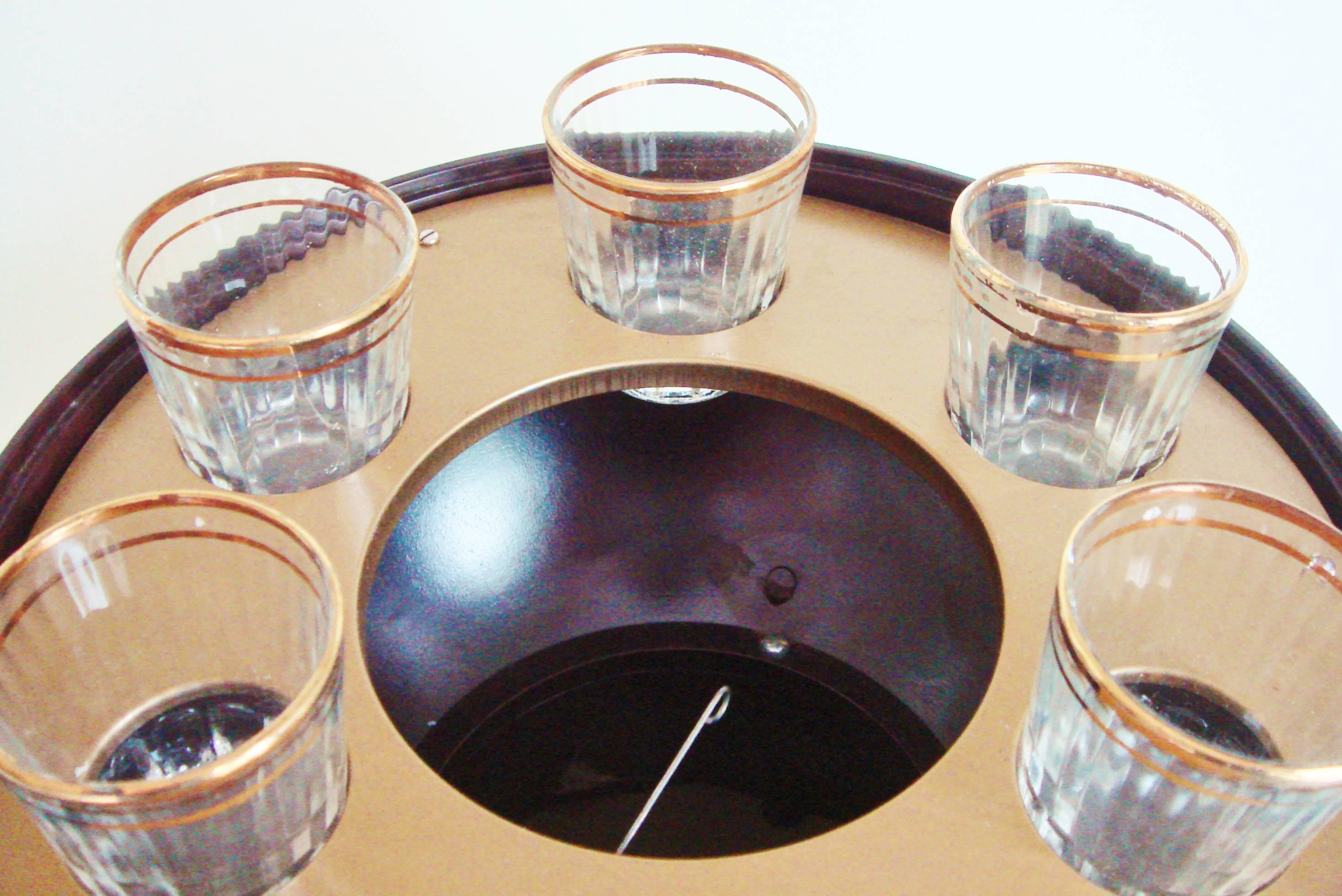 Mid-Century Modern American Mid-Century Bakelite, Glass & Chrome Evans Musical Bowling Ball Bar Set