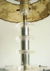 Canadian Late Art Deco Lucite and Chrome Table Lamp with Fiberglass Tiered Shade