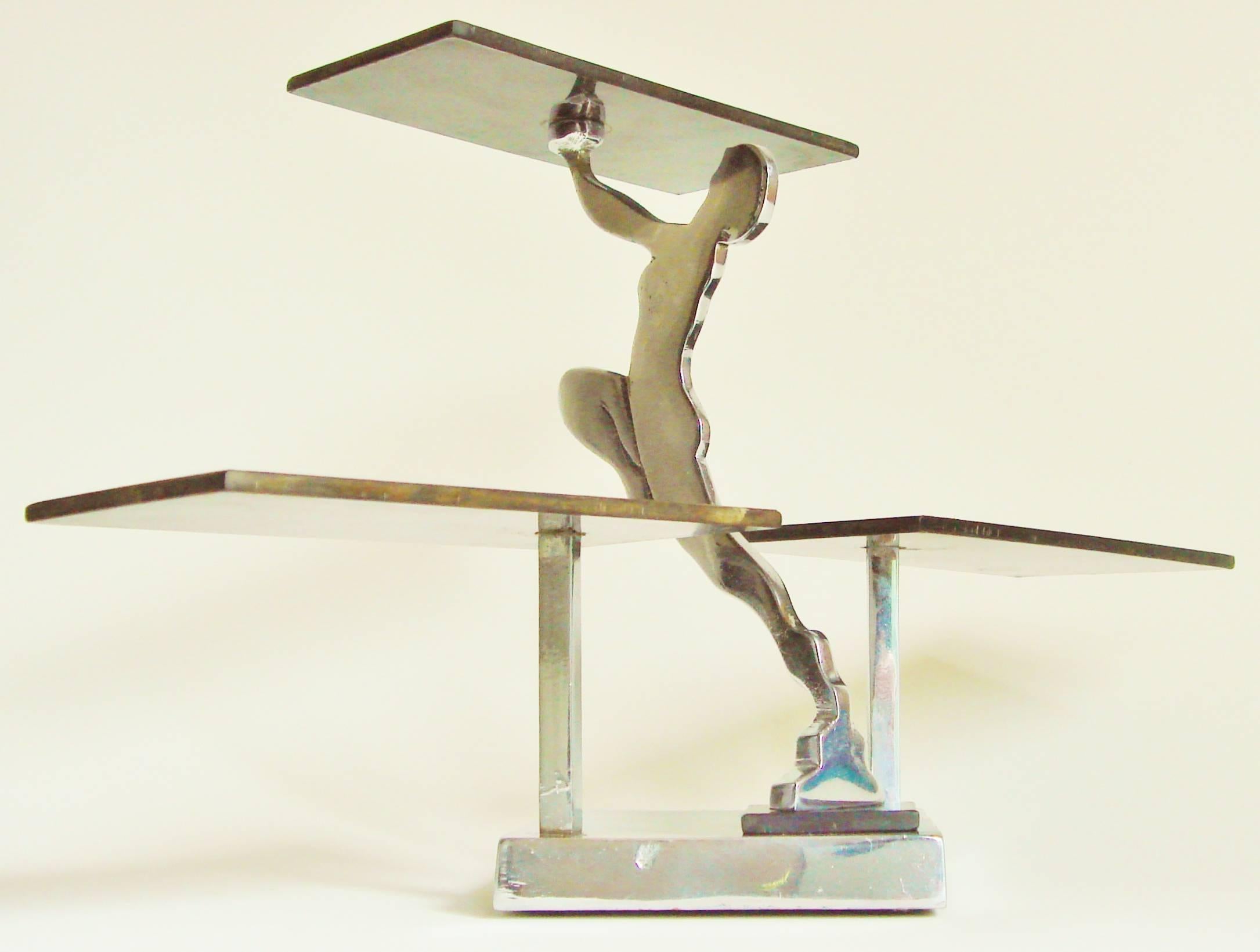 Molded American Art Deco Chrome and Bakelite Nude Figural Jewelry Store Display Stand For Sale