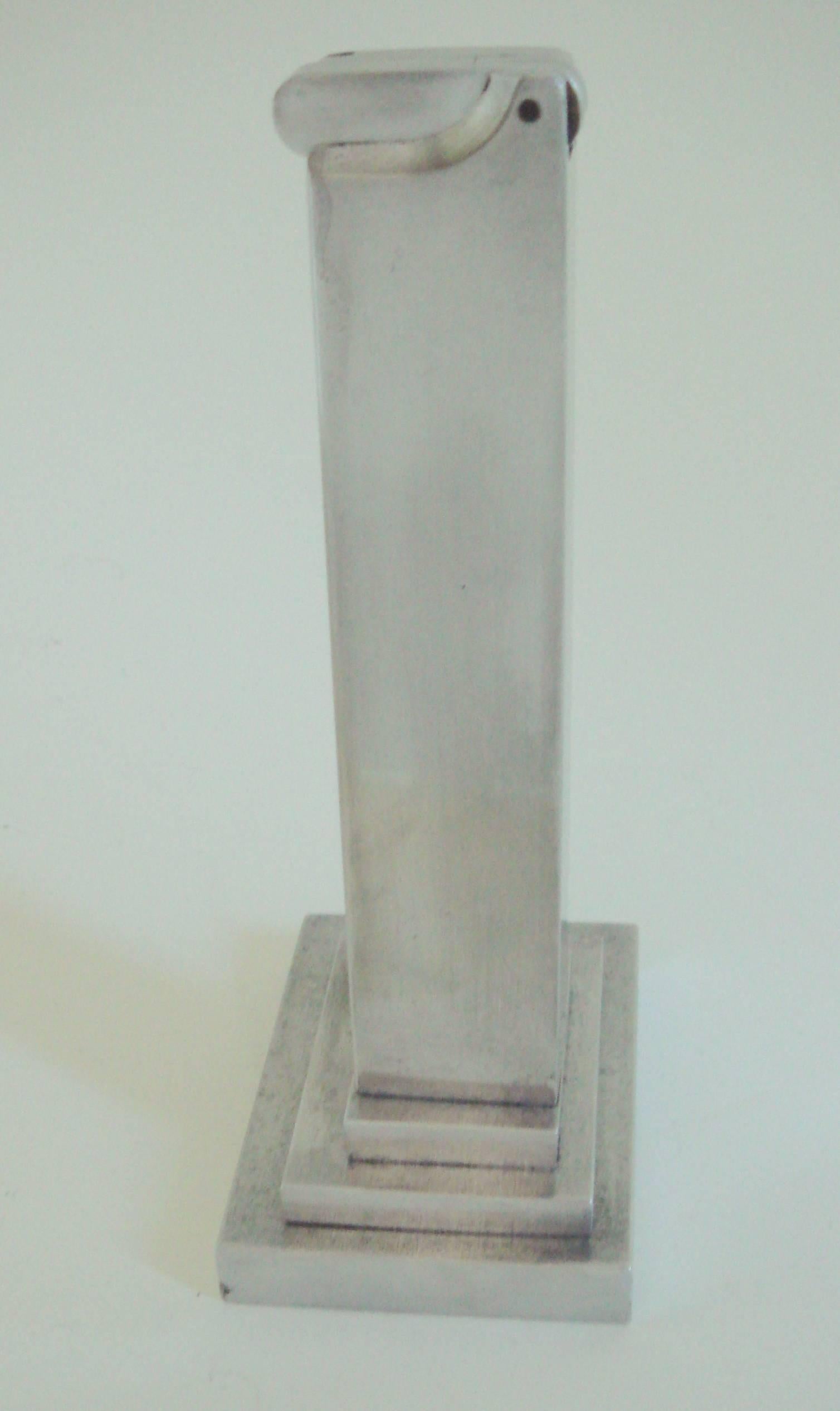 Polished American Art Deco, Machine Age, Aluminum, Asymmetrical Skyscraper Table Lighter