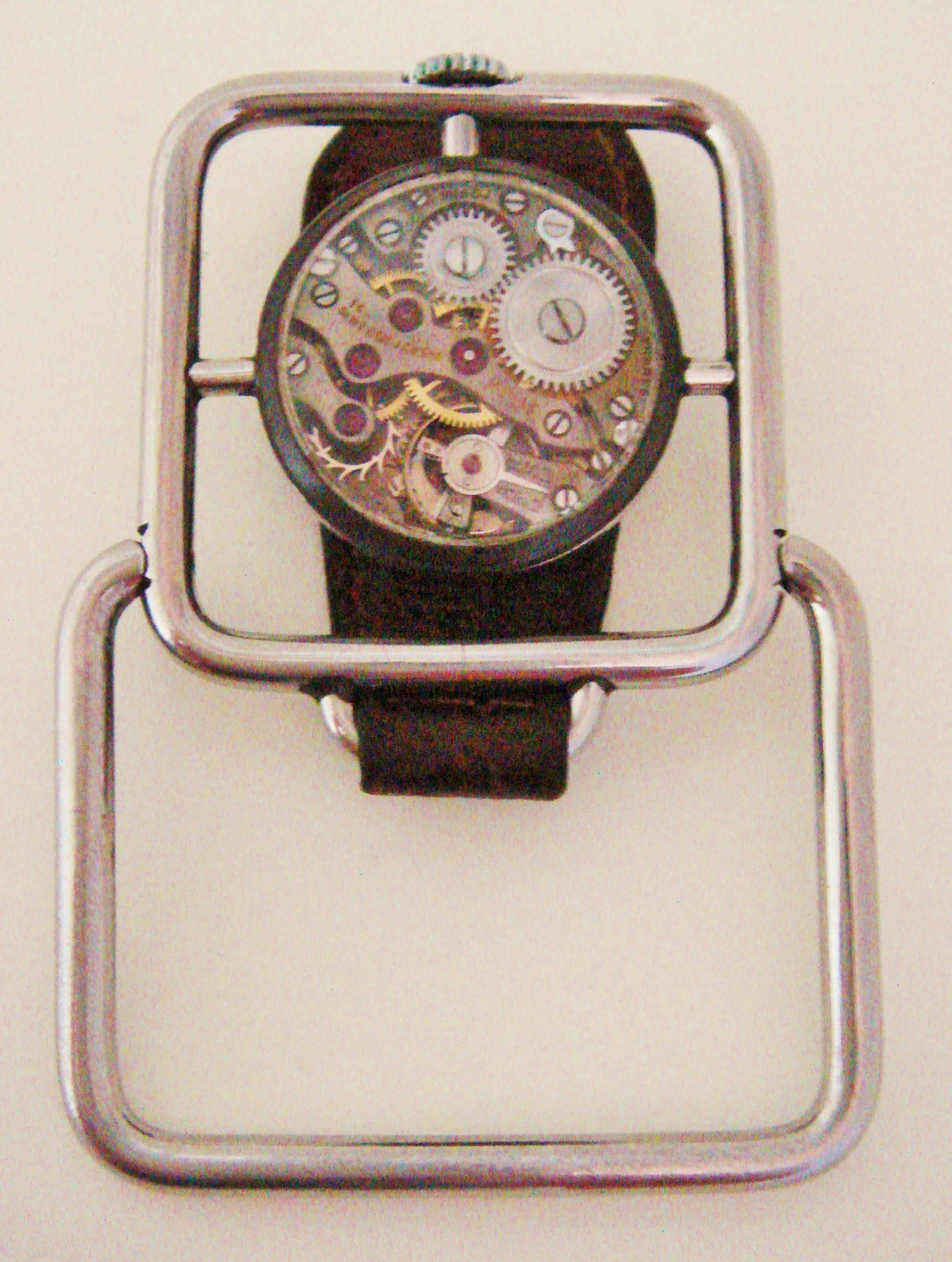 Chrome Rare Swiss Art Deco Pocket/Table, Encapsulated/Hermetic Watch