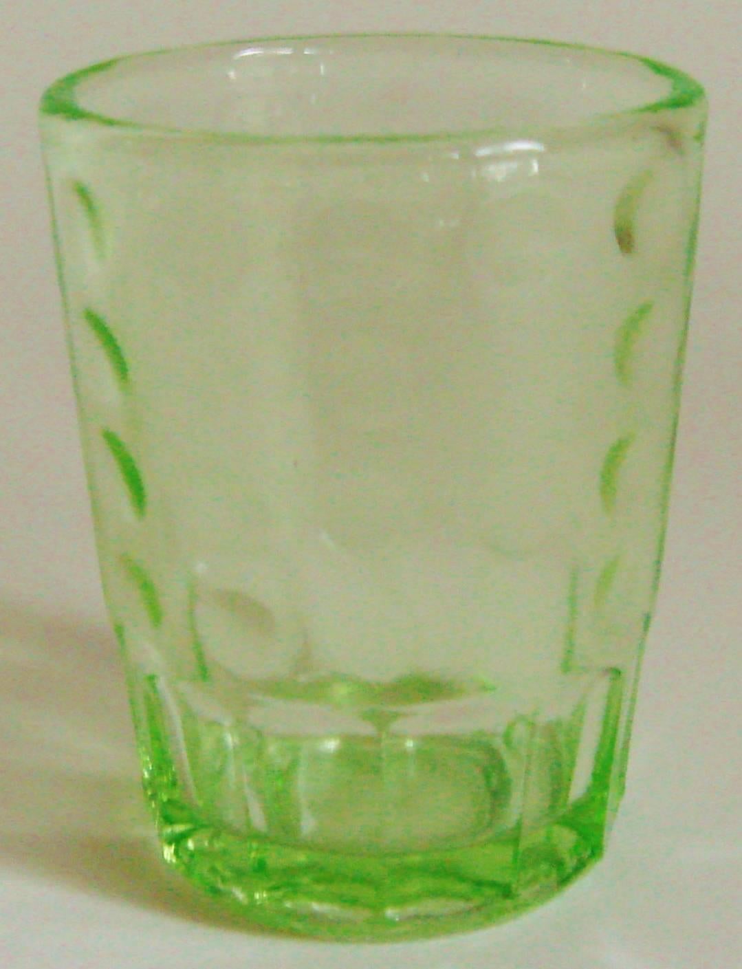 American Art Deco Chrome, Uranium Glass Seven-Piece 