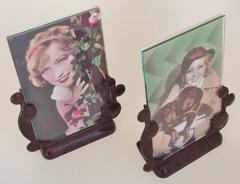 Pair of English Art Deco Marbled Brown Lucite Photo Frames