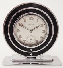 Amerikanisches Art Deco Schwarz & Chrom Taschenuhrhalter mit Schweizer Uhr von Provis