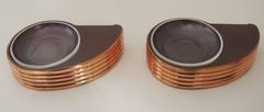 Pair of American Art Deco Bronzed Metal and Glass Cigar Ashtrays by Trophy Craft
