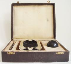 Rare French Art Deco Three-Piece Chrome and Bakelite Boxed Lady's Smoking Set