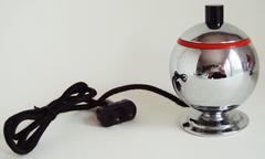 American Art Deco Chrome, Enamel & Bakelite Cigarette Box & Electric Lighter Set