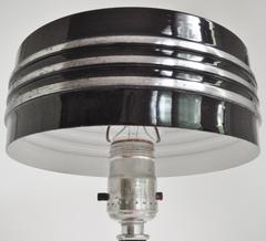Rare American Art Deco Chrome and Black Drum Shade Table Lamp by Markel