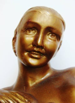 Massive French Art Deco Plaster Figural Statue, Leda and the Swan by S.Melani