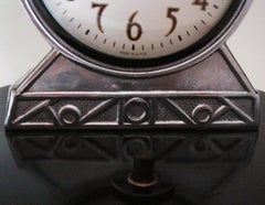 American Art Deco Chrome & Black Markel Desk Lamp & Sessions Clock Combination
