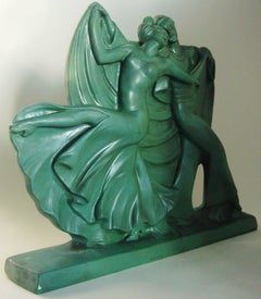 English Art Deco Plaster Dancing Couple Statue by the Ornamental Plaster Co.