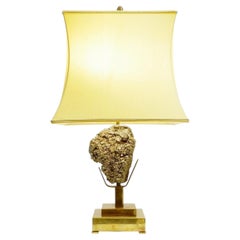 Mid-Century Table Lamp in Brass with Pyrite, Willy Daro Style, 1970s