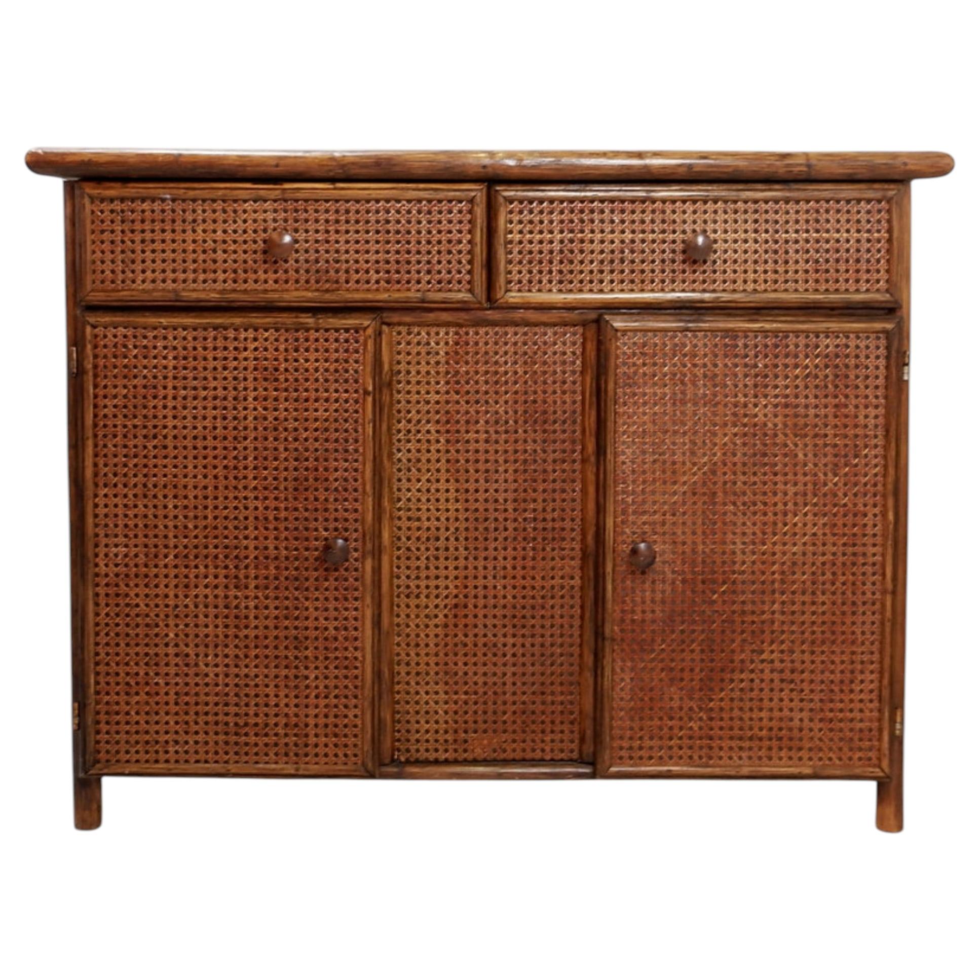 Buffet – Sideboard aus Bambus und Rattan aus der Mitte des Jahrhunderts – 1960er Jahre