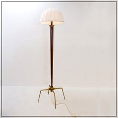 Hollywood Regency bronzed metal and brass tripod floor lamp – 1950s