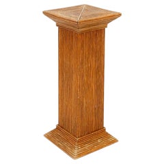 Pencil reed Pedestal Console Table in the manner of Vivai del Sud - 1970s