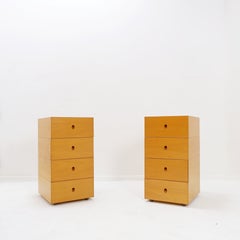 Pair of small, sculptural swivel chests of drawers. Spain, 1990s.