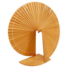Modern-style fan-shaped pine screen, France, 1970s - Ø 113cm
