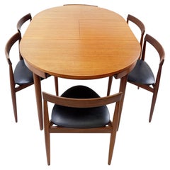 Extendable Teak Dining Table & 6 Chairs by Hans Olsen for Frem Røjle, 1950s