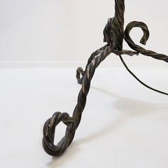 Vintage twisted wrought iron floor lamp in a rustic Brutalist style - 1950s