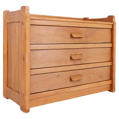 Brutalist Oak chest of drawers by De Puydt , Belgium 1980s