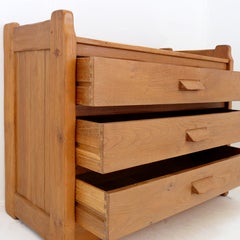 Brutalist Oak chest of drawers by De Puydt , Belgium 1980s