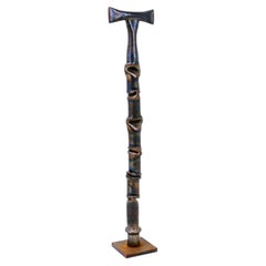 Vintage 1980s Brutalist Iron Sculpture with Pleated Design, 90cm