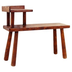 Solid wood "telephone bench" in a Brutalist style - 1960s