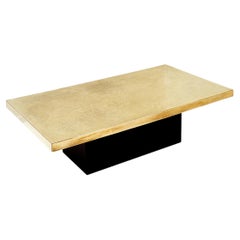 Christian Krekels style etched brass coffee table Belgium 1977