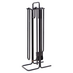 Minimalistisches Black-Metal-Feuer-Set „Mace-Line“ von Ann Maes – 1970er Jahre