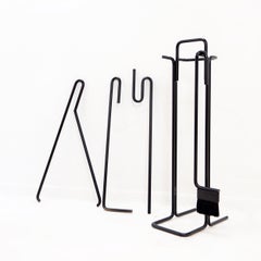 Minimalistisches Black-Metal-Feuer-Set „Mace-Line“ von Ann Maes – 1970er Jahre