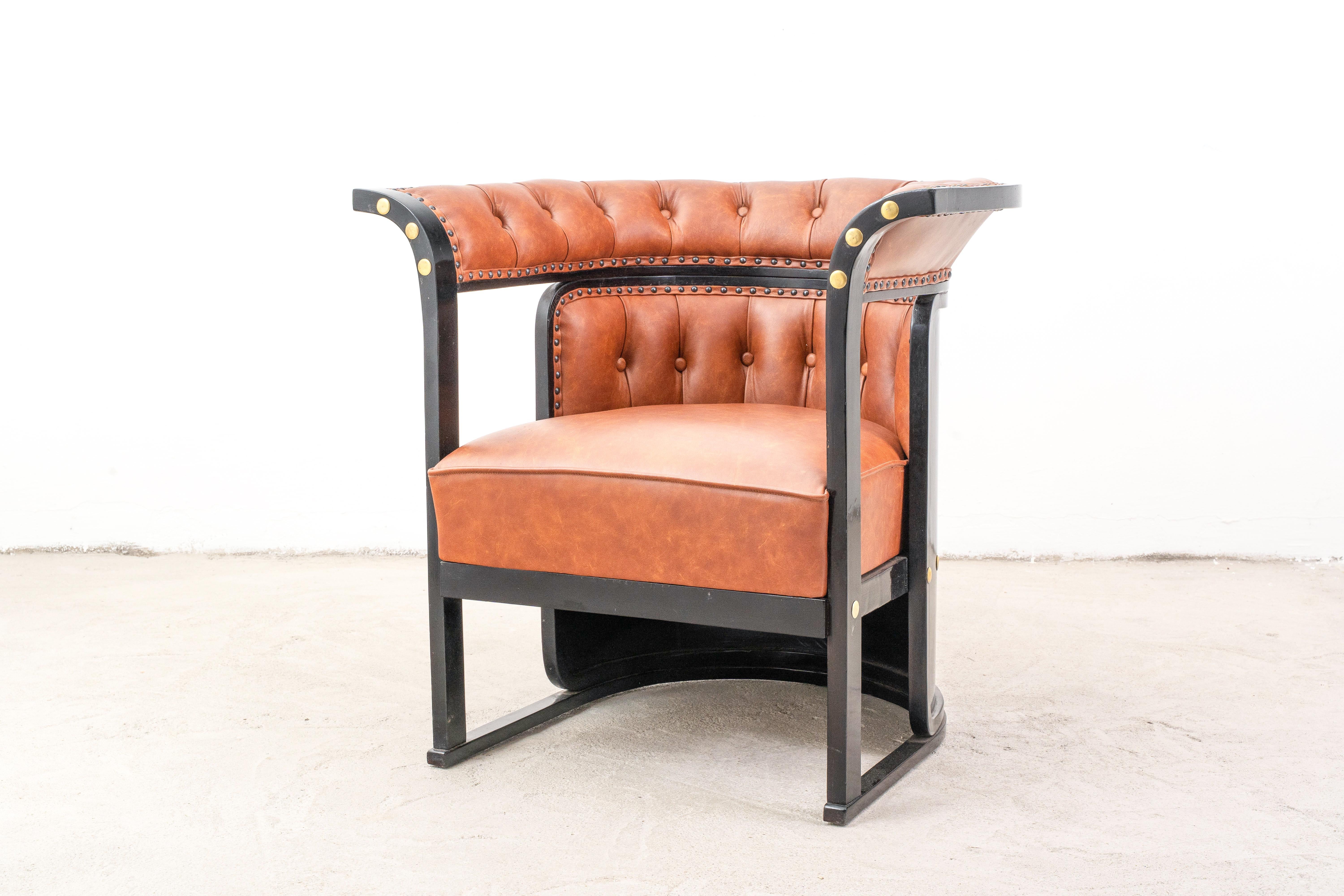 J.&J. Kohn - Josef Hoffmann - Sessel - Nr. 675 - Buche, Leder - Buenos Aires (Art nouveau) im Angebot