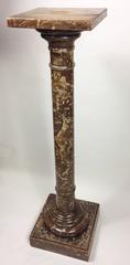 Tall and Slender Faux Marble Column with Wooden Top