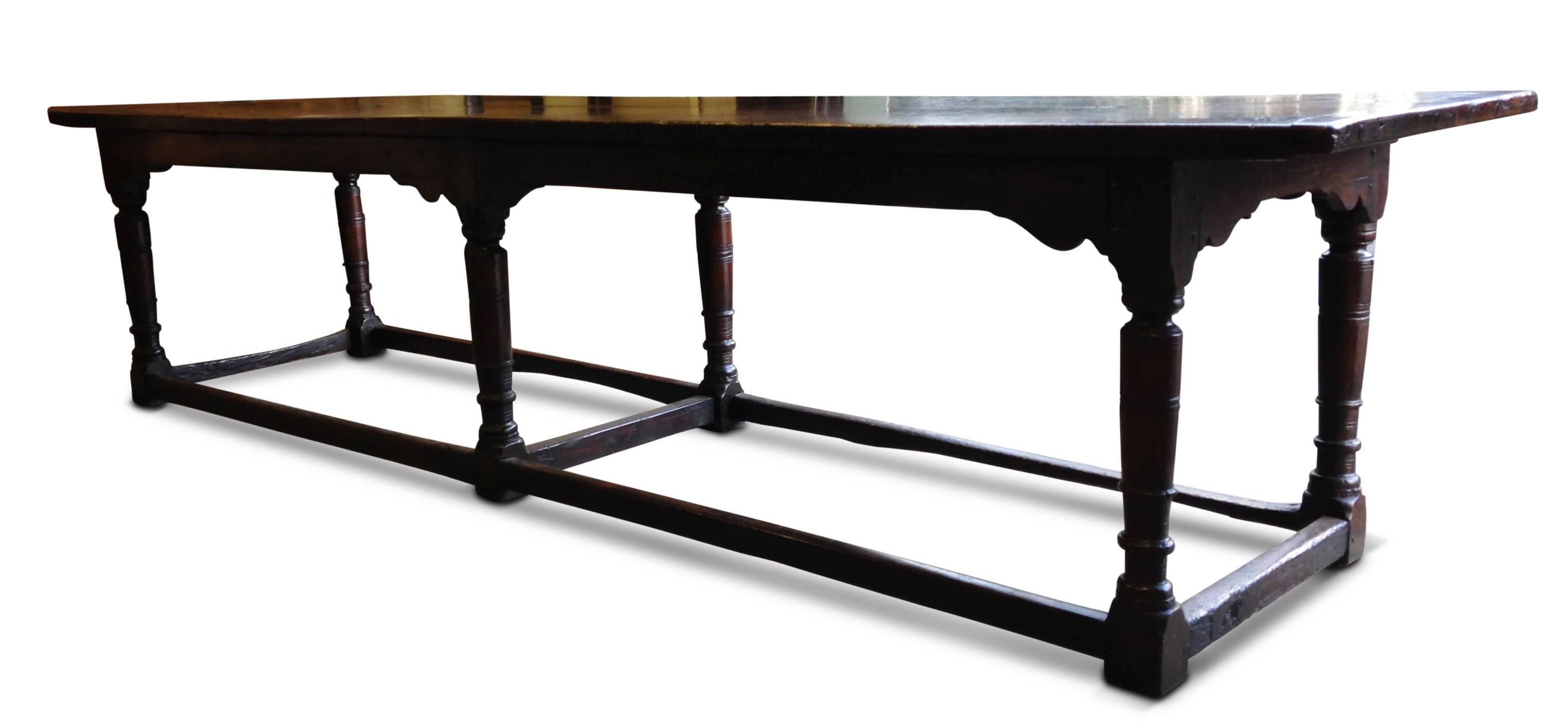 18th Century and Earlier Very Large 17th Century Oak Refectory Table For Sale