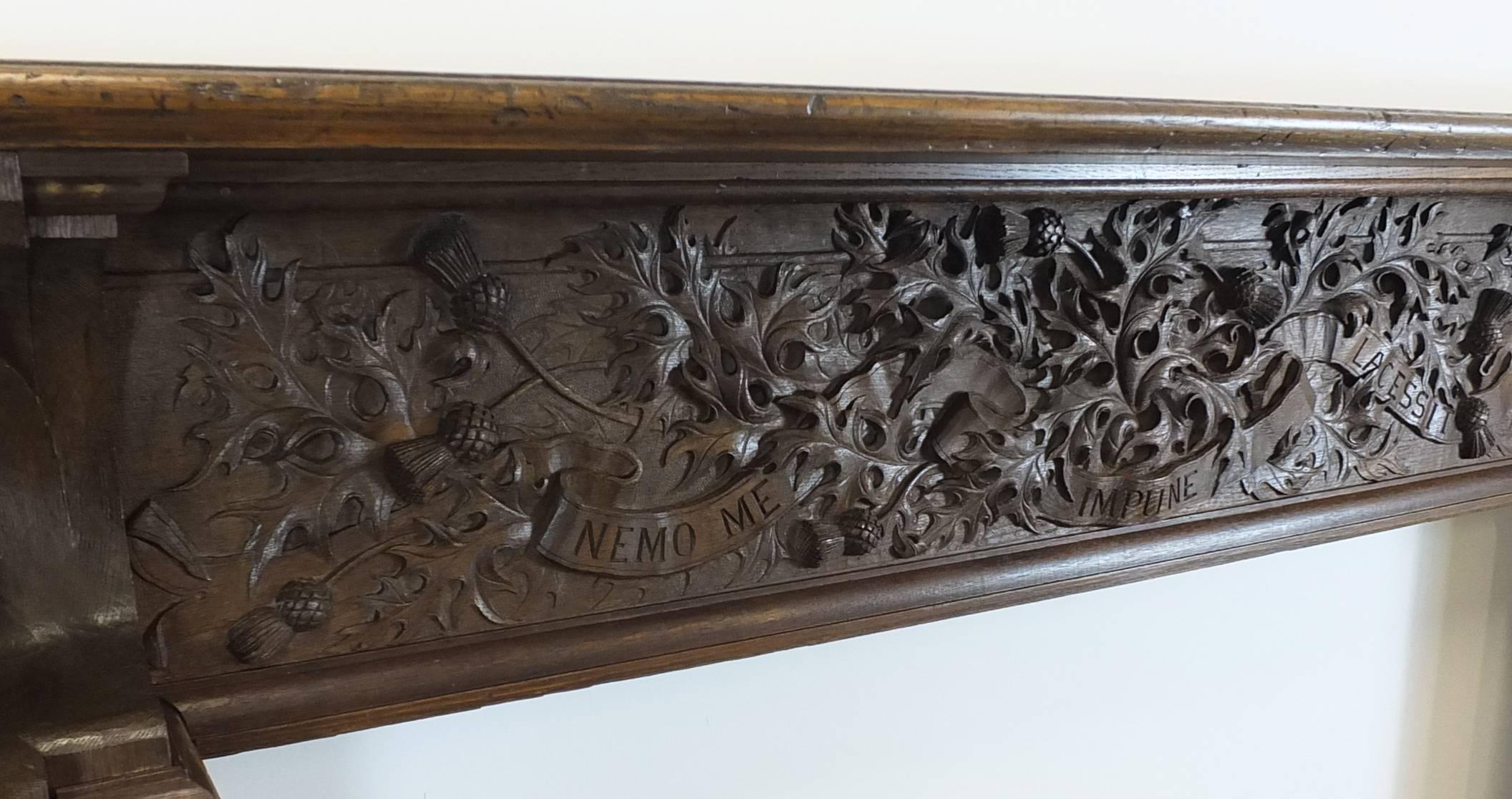 Large and Historically Important 19th Century Scottish Oak Fireplace Mantel For Sale 1