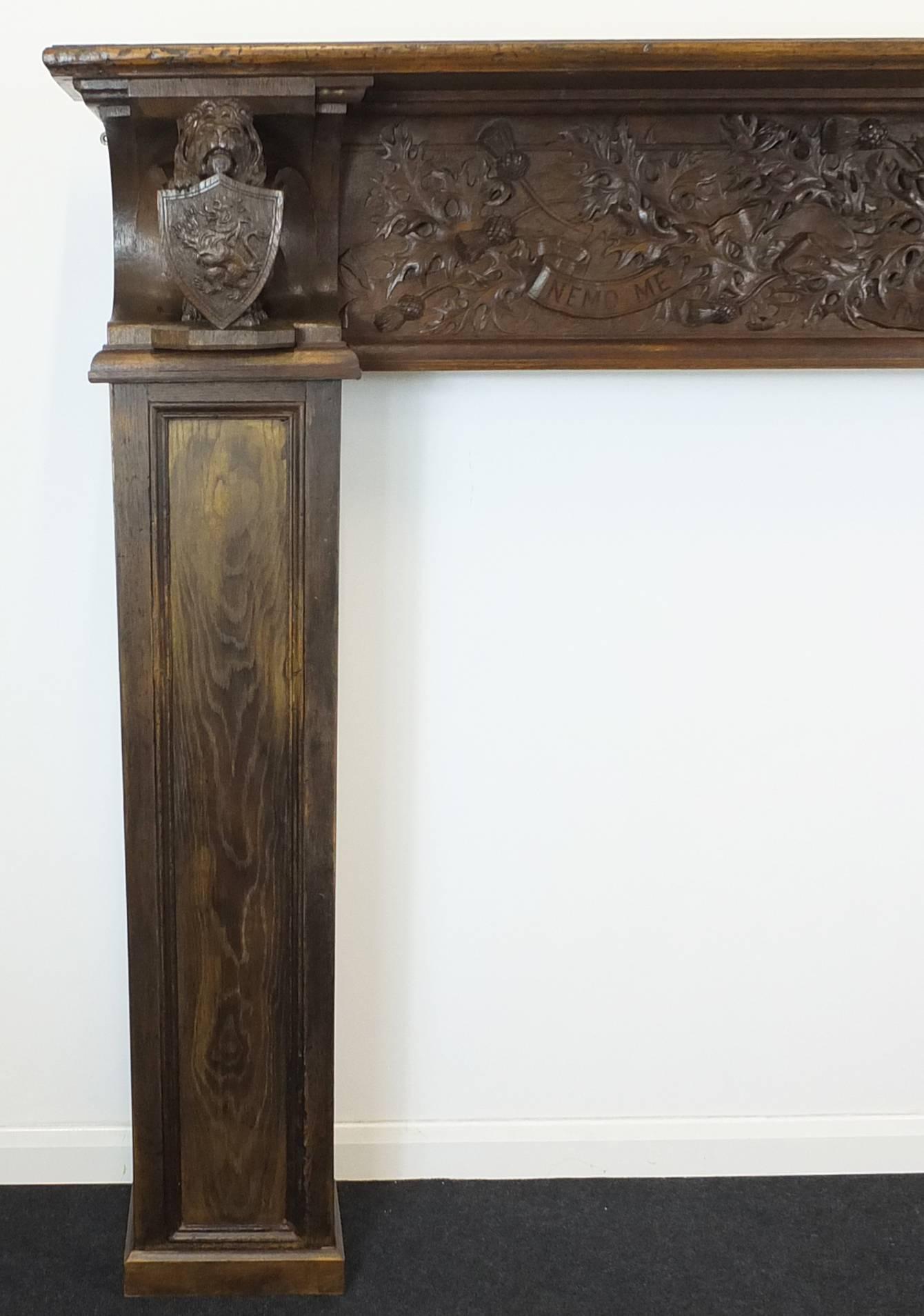 Large and Historically Important 19th Century Scottish Oak Fireplace Mantel For Sale 3