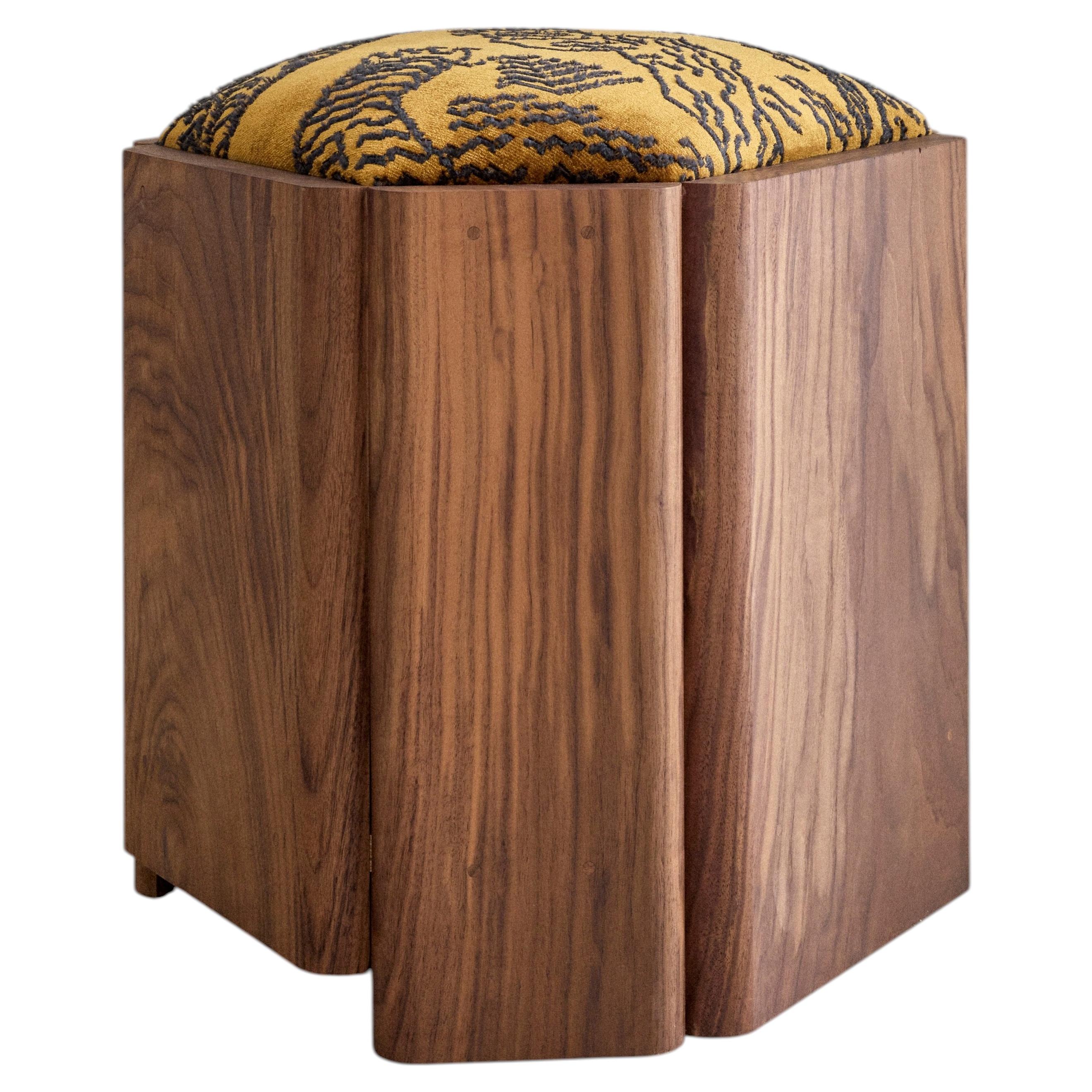 QUIN Solid Wood & Upholstery Stool by Gregory Beson