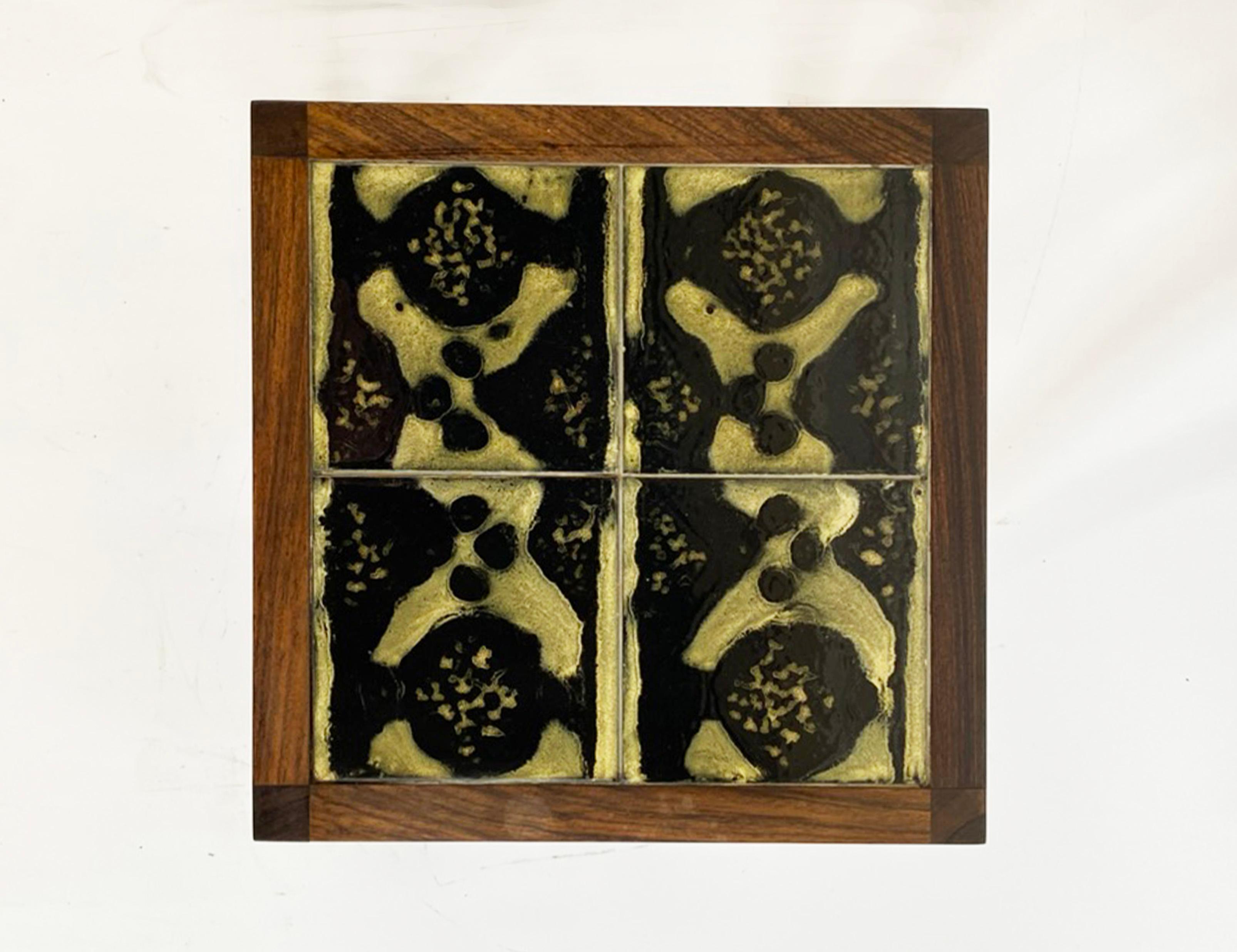 1960s Rosewood and Ceramic Tile Danish Nesting Tables--Set of Three For Sale 4