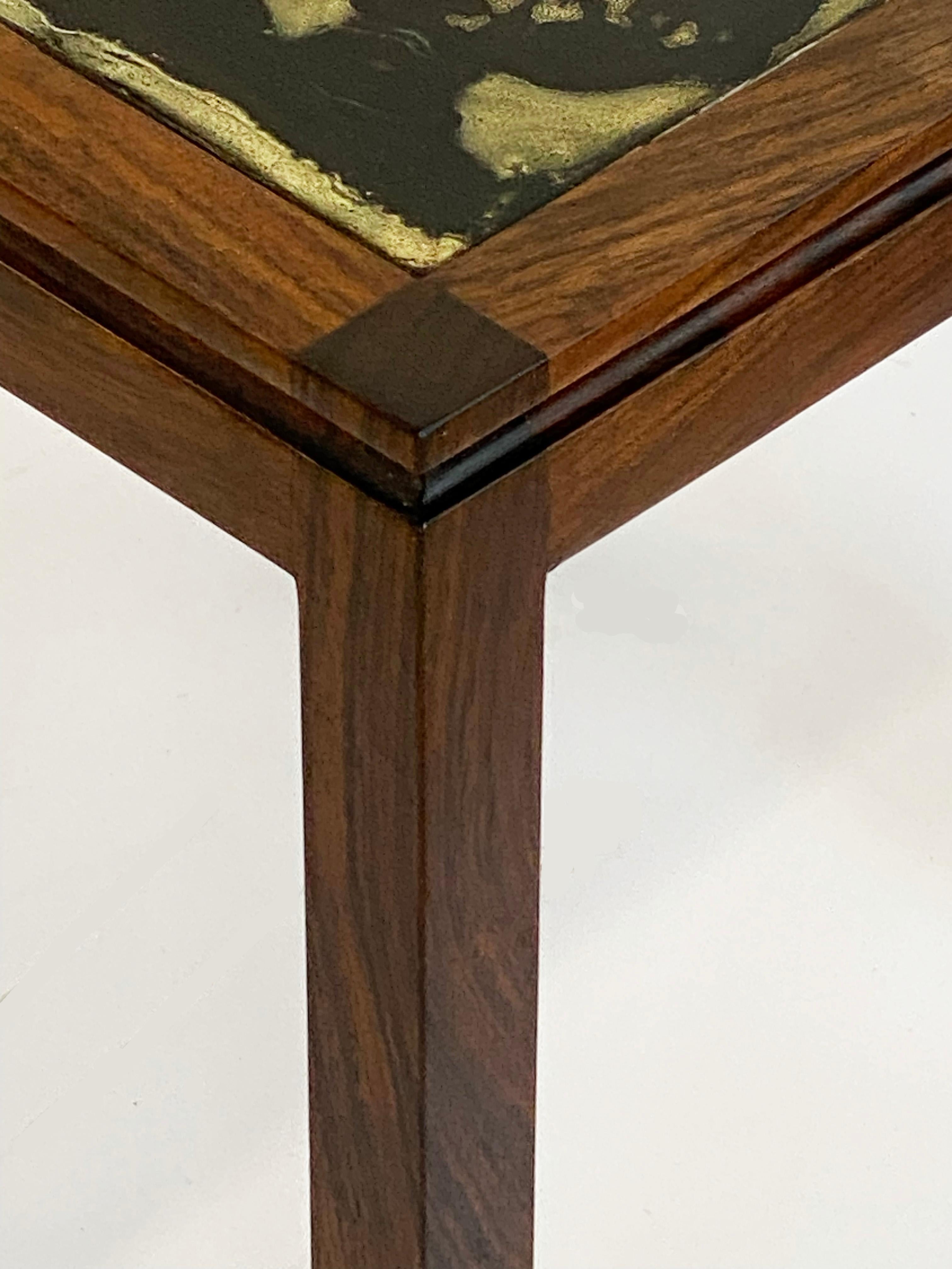 20th Century 1960s Rosewood and Ceramic Tile Danish Nesting Tables--Set of Three For Sale