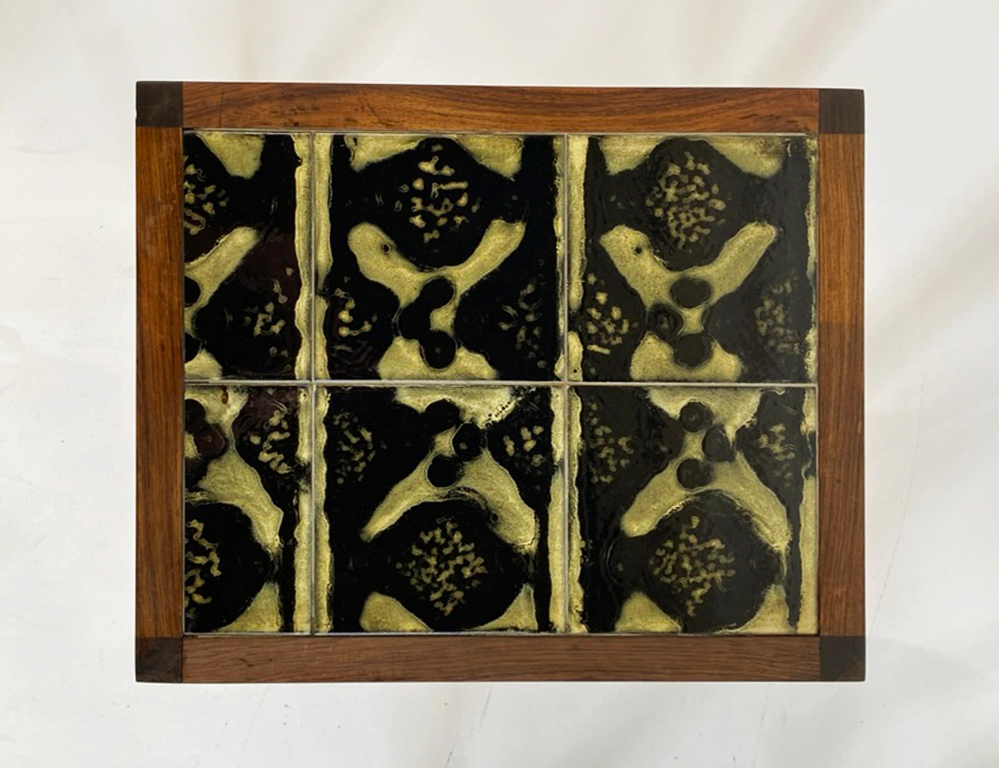 1960s Rosewood and Ceramic Tile Danish Nesting Tables--Set of Three For Sale 3