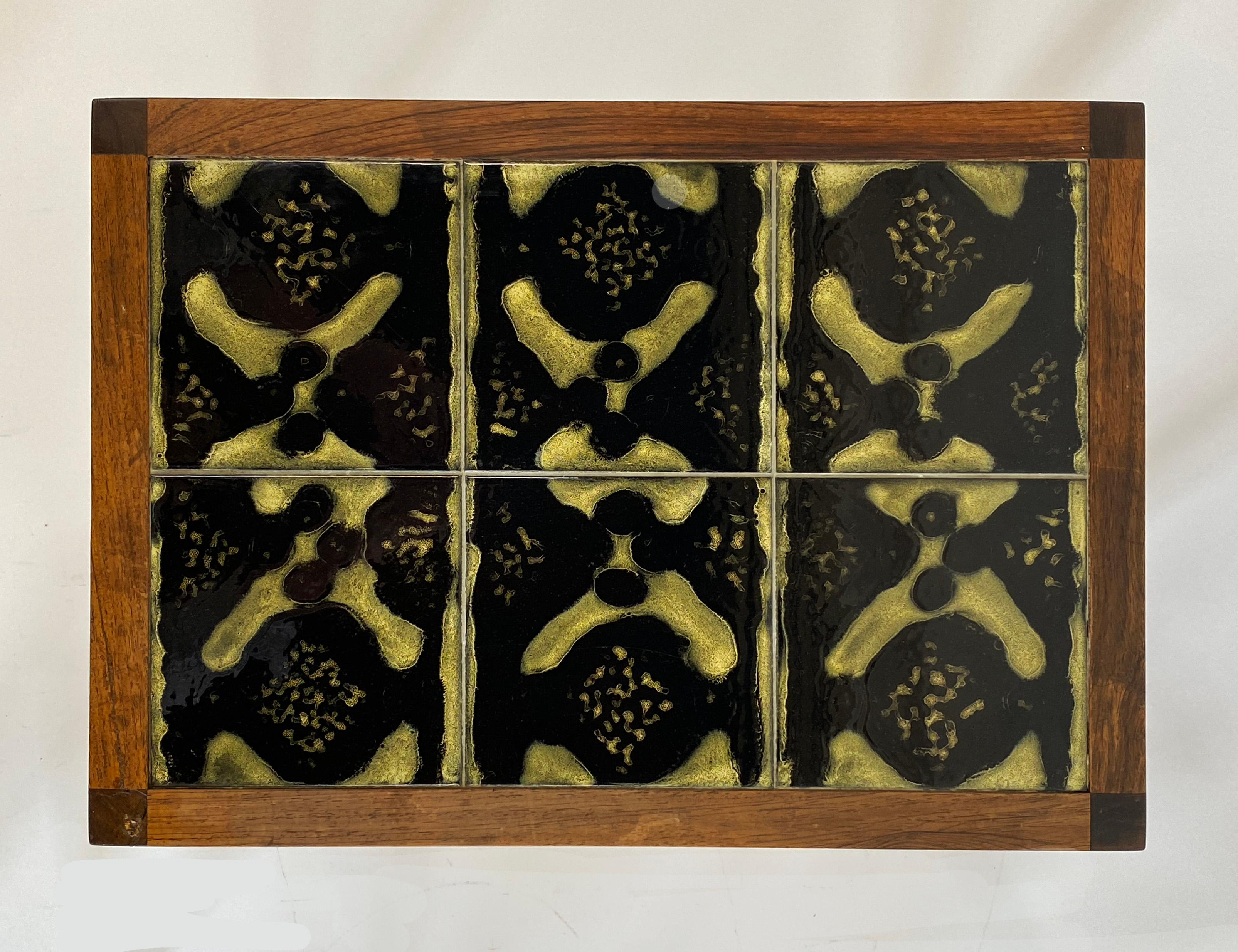 1960s Rosewood and Ceramic Tile Danish Nesting Tables--Set of Three For Sale 2