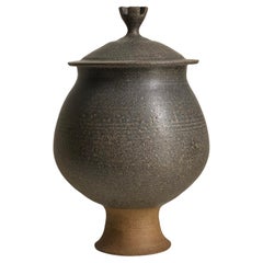 Elegant Charles Counts Footed Pottery Covered Jar or Urn