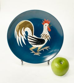 Waylande Gregory Art Deco Hand-Painted Rooster Ceramic Plate, circa 1930s