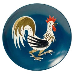 Waylande Gregory Art Deco Hand-Painted Rooster Ceramic Plate, circa 1930s