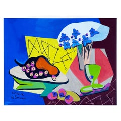 Mid-Century Modernist Gouache Still Life Painting by Lorraine Le Sueur 1911-1992