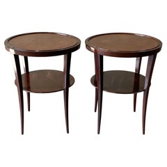 Paire de tables d'appoint en acajou et cuir repoussé de Tommi Parzinger pour Charak, 1940