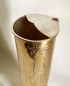 Los Castillo Taxco Brass and Silverplate Drinks Pitcher with Figural Decoration